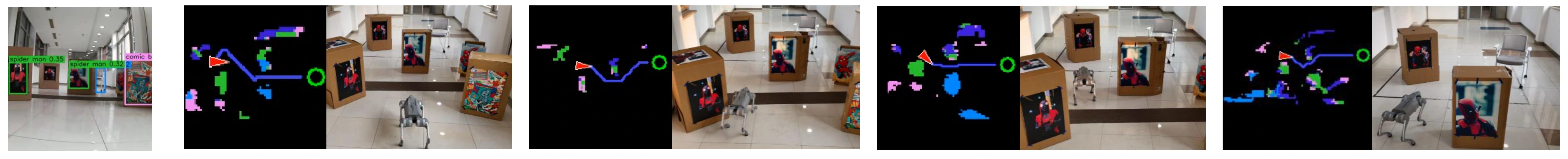 Unitree Go2 navigation, semantic maps and trajectories in a real indoor experiment.